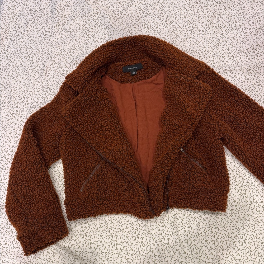 Cozy Brown Sherpa Moto Jacket